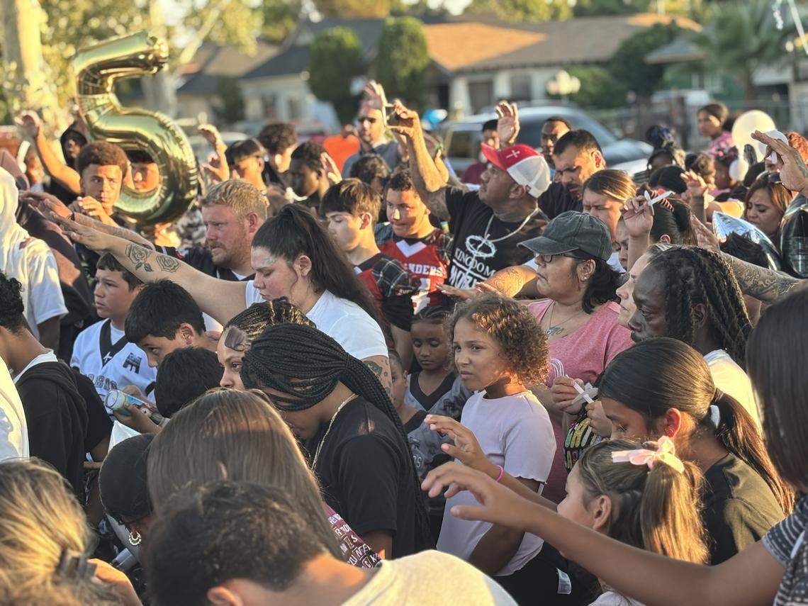 Hundreds gathered Monday, Sept. 22, 2025 to remember 10-year-old Corday Brown who was killed by a vehicle on Sunday.