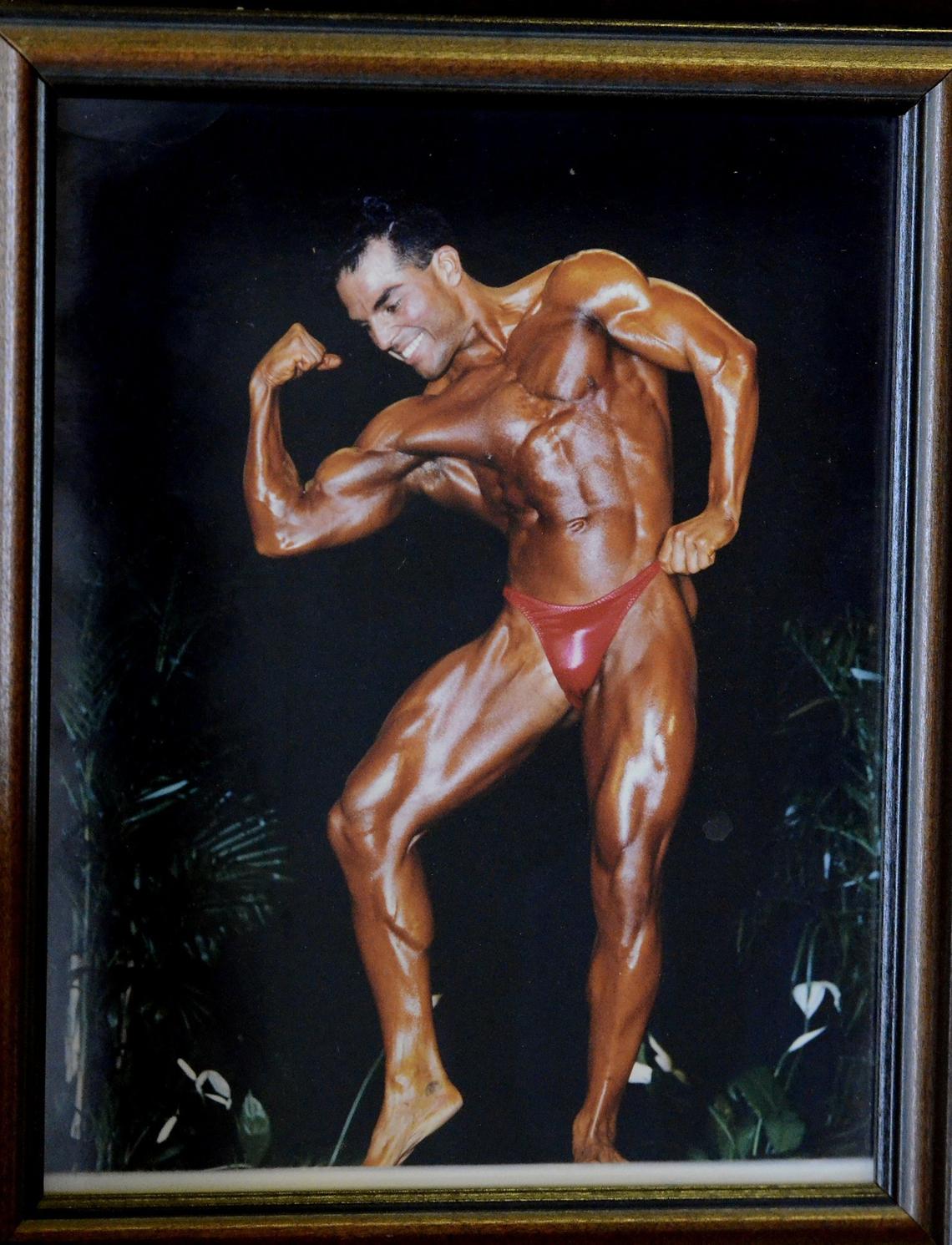 Michael Rodriguez is seen in a body building competition in this 1996 photo.