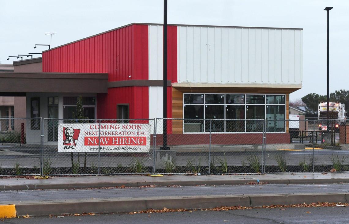 KFC is opening its first “next-gen” location in Fresno with a smaller than average dining area, a different exterior and a walk-up window for mobile orders located near Herndon and Spruce avenues. Photographed Dec. 1, 2022 in Fresno.