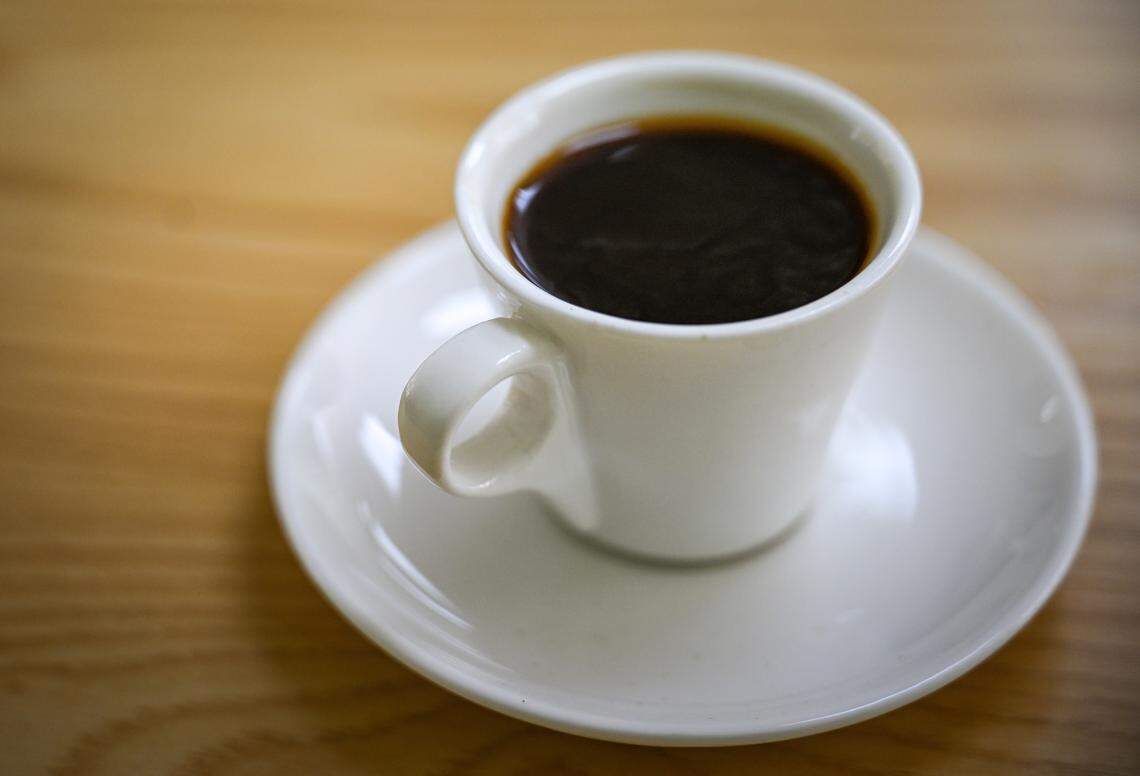 A cup of espresso is served at Lodei Bakery & Cafe, an Armenian family-owned bakery on the northeast corner of Palm and Bullard.