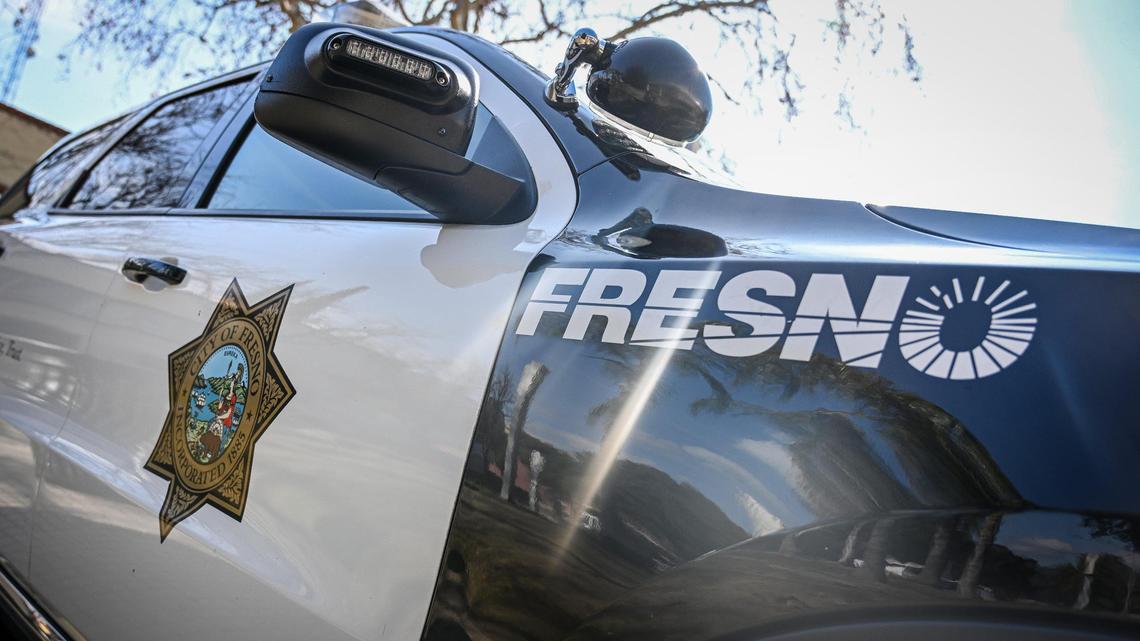 A Fresno police department vehicle parked near headquarters on Mariposa Mall in downtown Fresno.