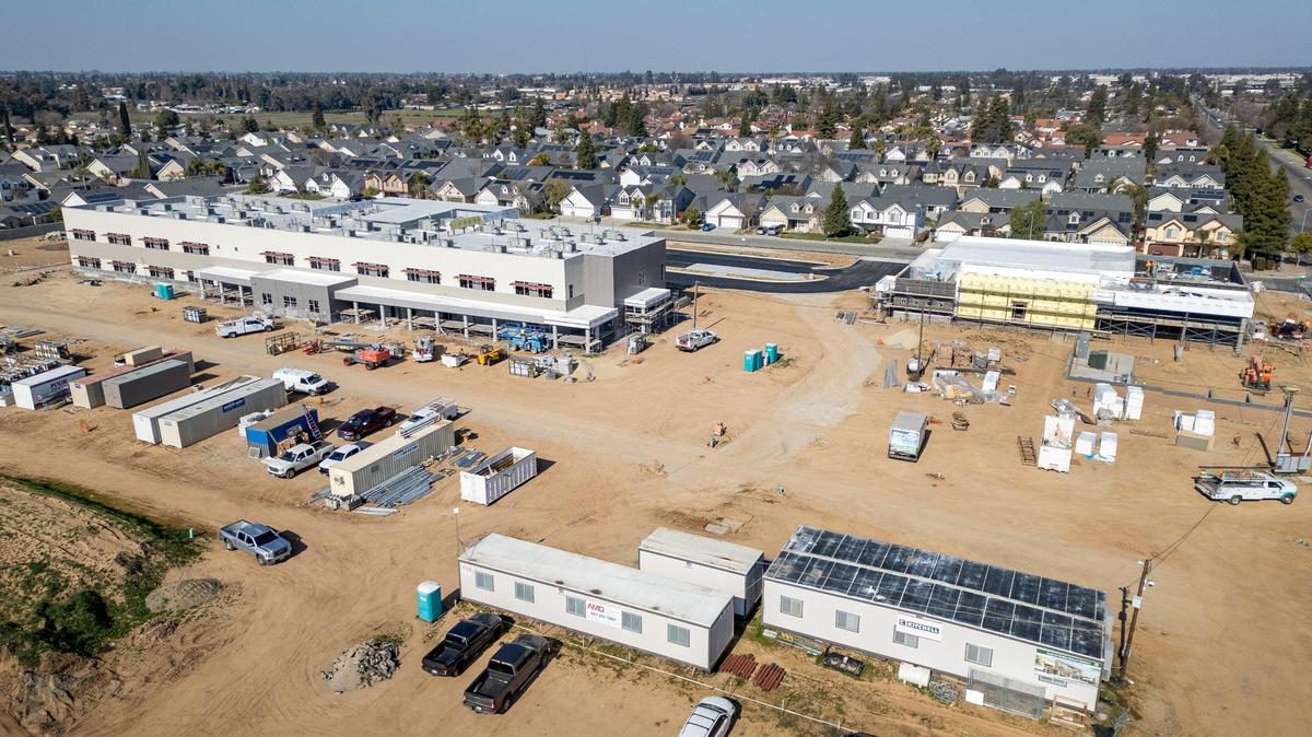 Construction continues on what will be Jaswant Singh Khalra Elementary school at Shields and Brawley in west Fresno on Wednesday, Jan. 29, 2025. It will be the first public school in North America named after someone of Sikh decent.