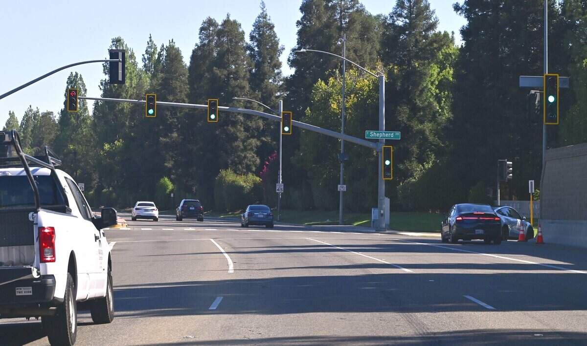 Road improvements along Friant Road include the addition of an extra traffic light, seen at the intersection of Shepherd Avenue on Friday, July 10, 2026.