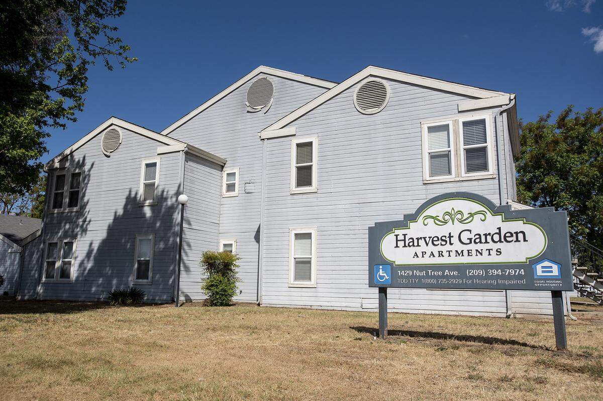 Harvest Garden Apartments located at 1429 Nut Tree Avenue in Livingston, Calif. The nonprofit Central Valley Coalition for Affordable Housing in 2020 sought more than $2.2 million in state and federal tax credits for purchasing and rehabbing the complex.