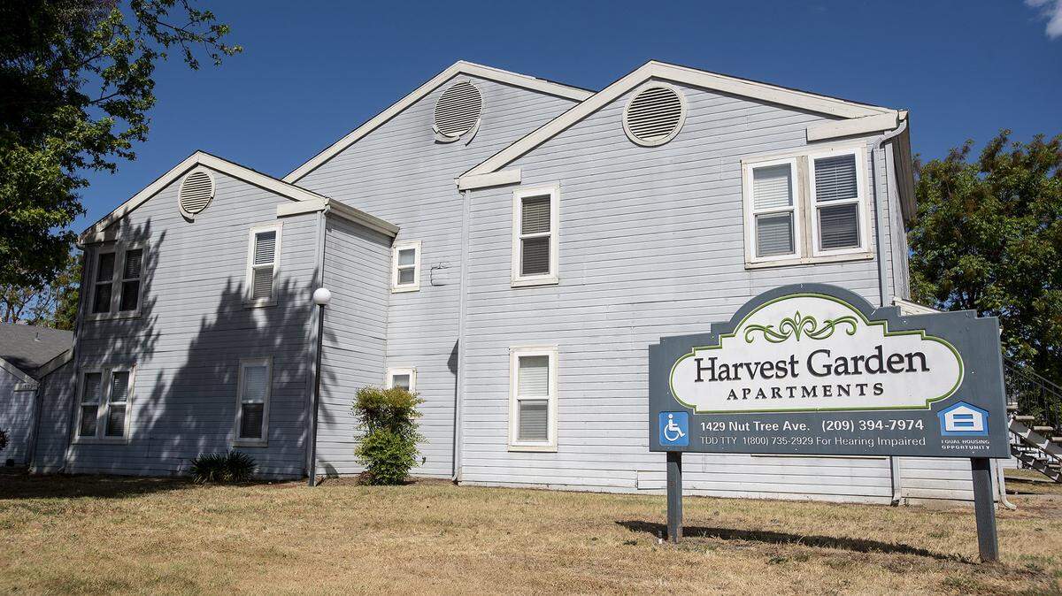 Harvest Garden Apartments located at 1429 Nut Tree Avenue in Livingston, Calif. The nonprofit Central Valley Coalition for Affordable Housing in 2020 sought more than $2.2 million in state and federal tax credits for purchasing and rehabbing the complex.