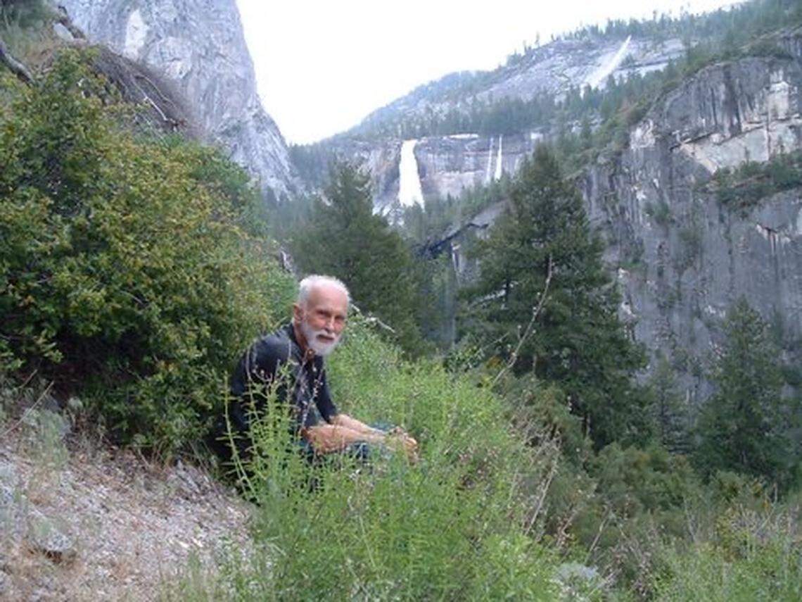 George Whitmore during a hike up Grizzly Peak in Yosemite National Park. Nevada Fall is pictured in the background.