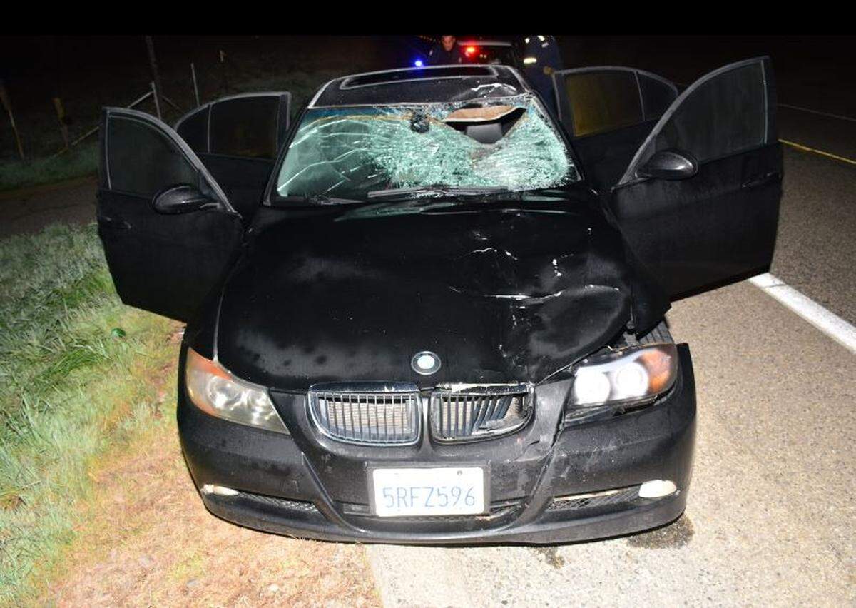 The suspect’s BMW in the hit and run.