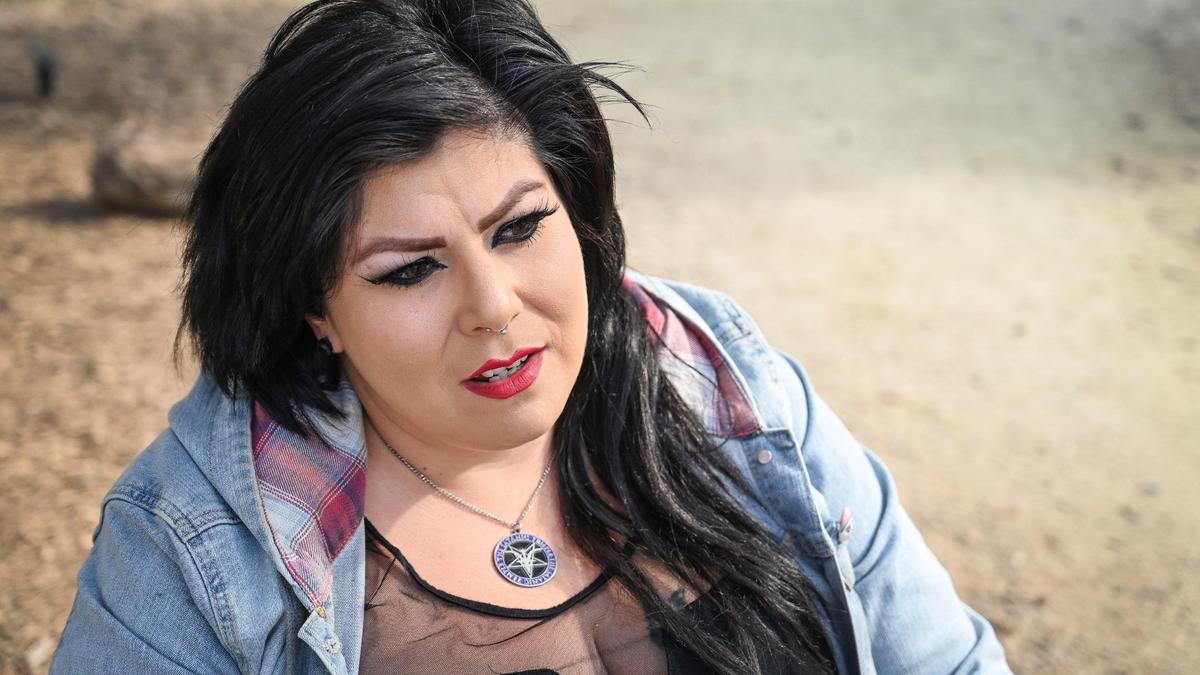 Stephanie Hahn, a Hanford native living in Fresno, recently found sobriety through the Satanic Temple’s Sober Faction. Photo taken at Woodward Park in Fresno on Friday, Jan. 28, 2022.