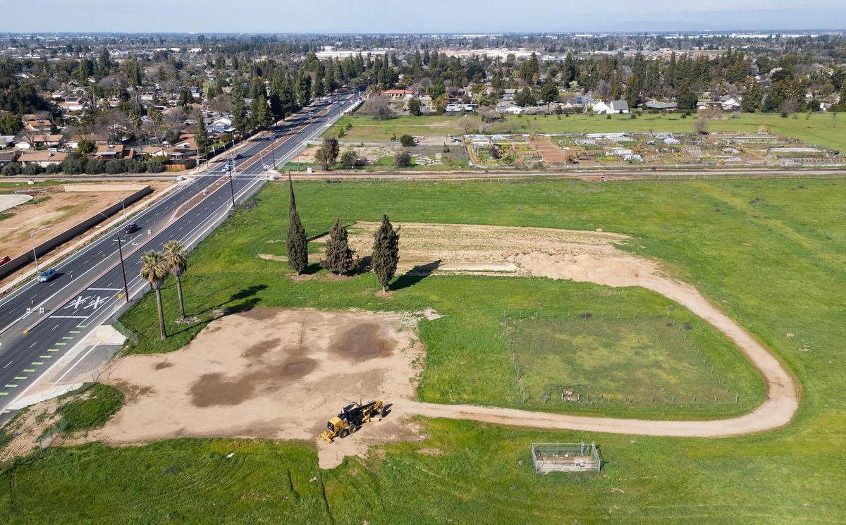 A new 49-acre park is being developed along South Peach Avenue between Butler and Church avenues. Photographed Wednesday, Feb. 19, 2025, in Fresno.