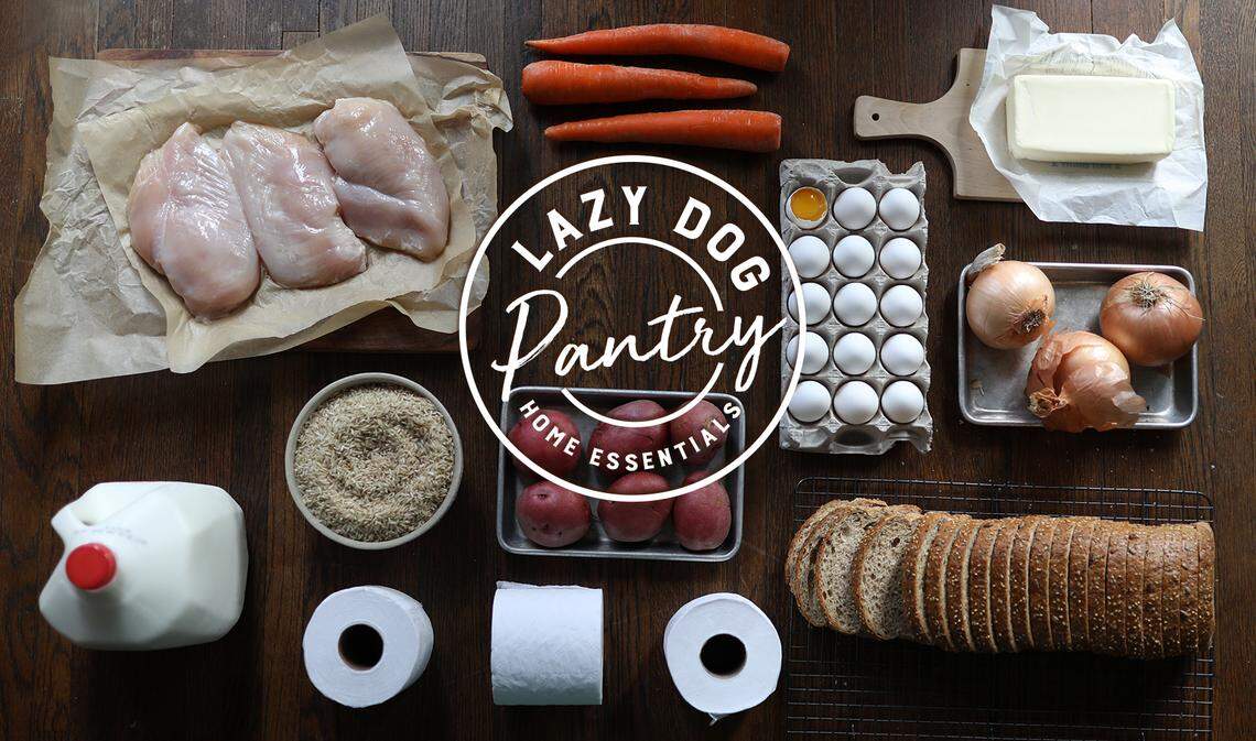 Lazy Dog restaurants are selling pantry boxes like this for $40.