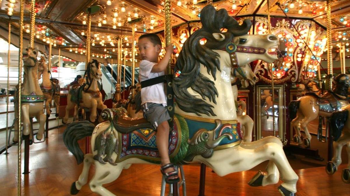 The Manchester Center carousel, seen in a Fresno Bee archive photo, is still in storage and will eventually be reopened to the public.
