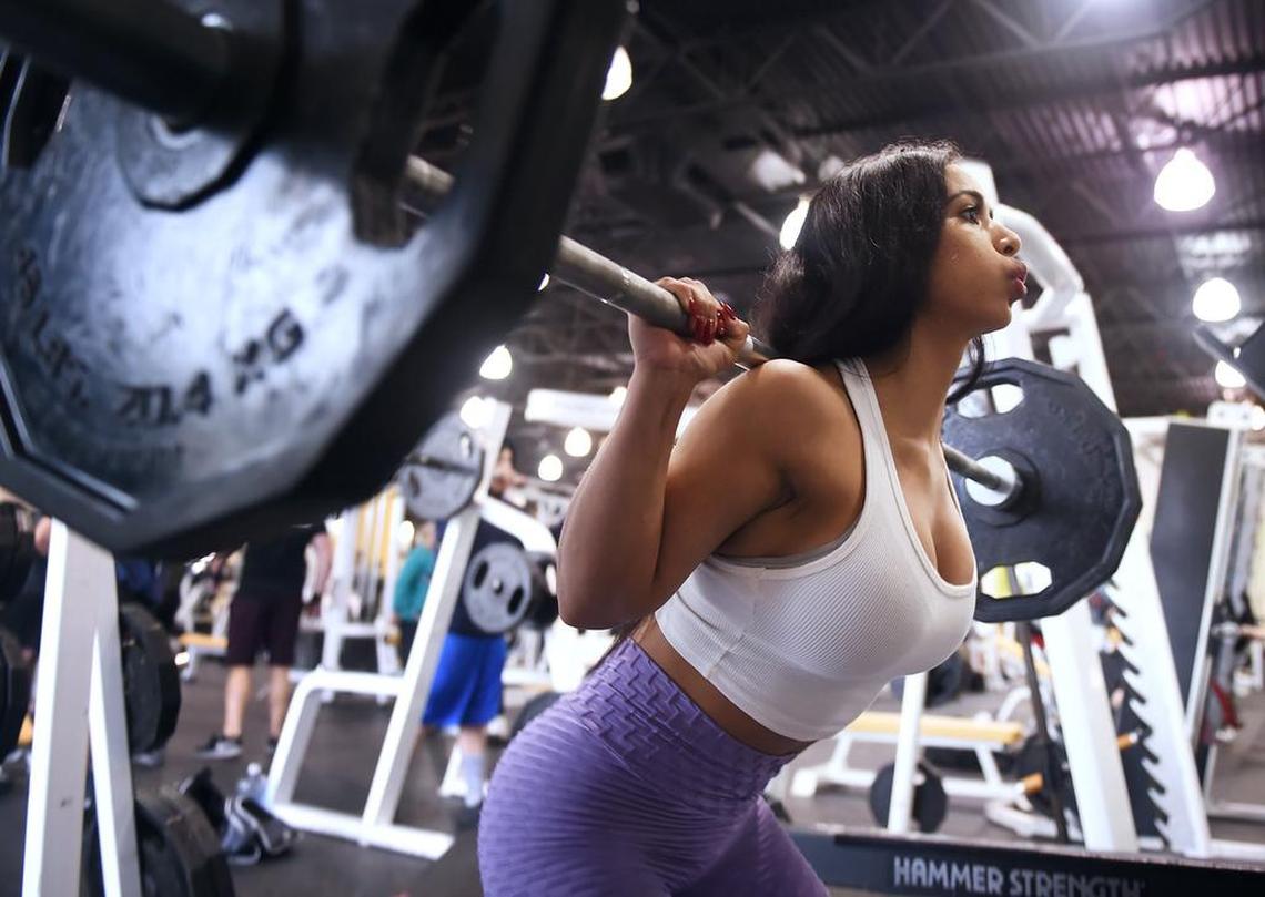 Mercedes Fernandez works out at GB3 Saturday morning, Jan. 5, 2019 in Clovis. Fernandez, 20, started Sadie’s Ladies, a community of over 100 members, to support women body builders.
