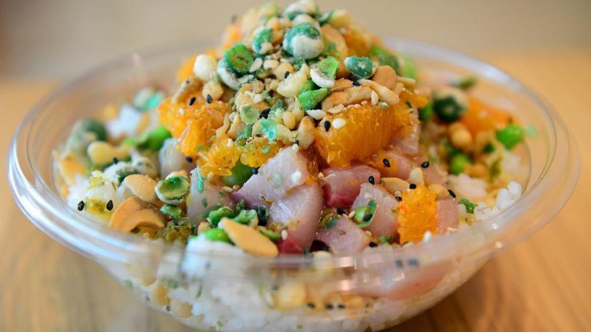 The hot tail bowl is a signature bowl at Butterfish California Poke in north Fresno. There are also customizable combinations of proteins and toppings available.