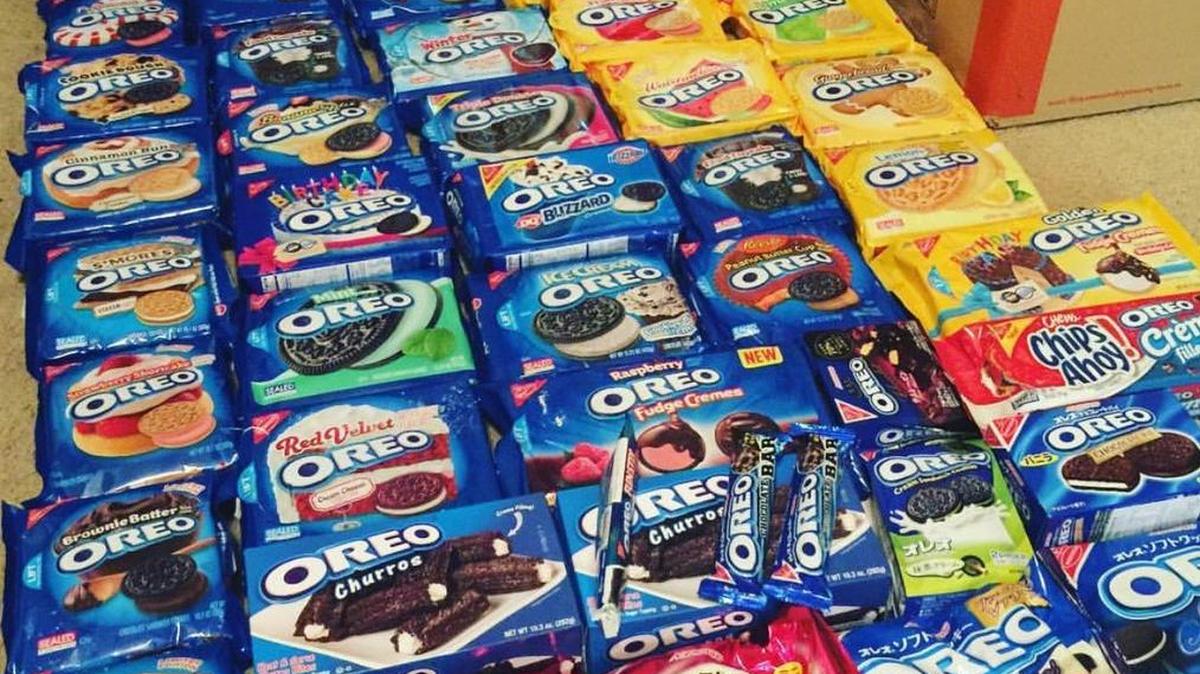 Though there already are many Oreo-related products, such as these in the collection of Fresno Grizzlies marketing guru Sam Hansen, a new creation is expected to be introduced this Christmas holiday season called the Oreo Cookies & Crème Candy Canes.
