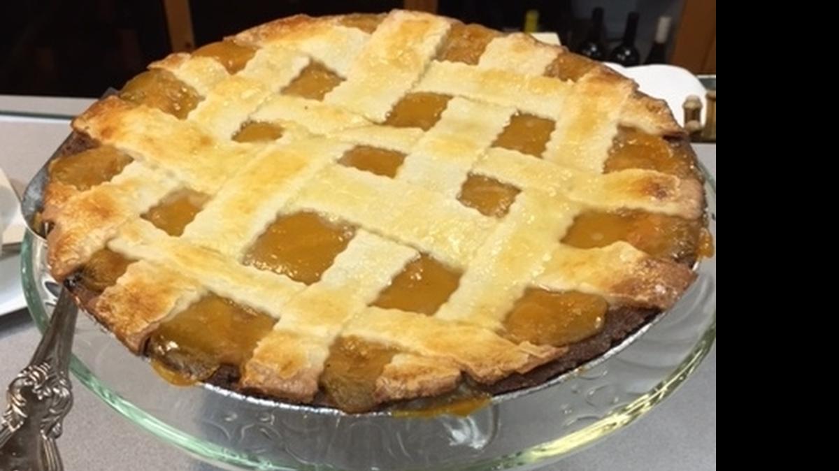 
Peach pies like this one will be available for purchase at the weekly peach parties at Sierra Nut House at Blackstone and Nees. Customers can call ahead to order a pie.
