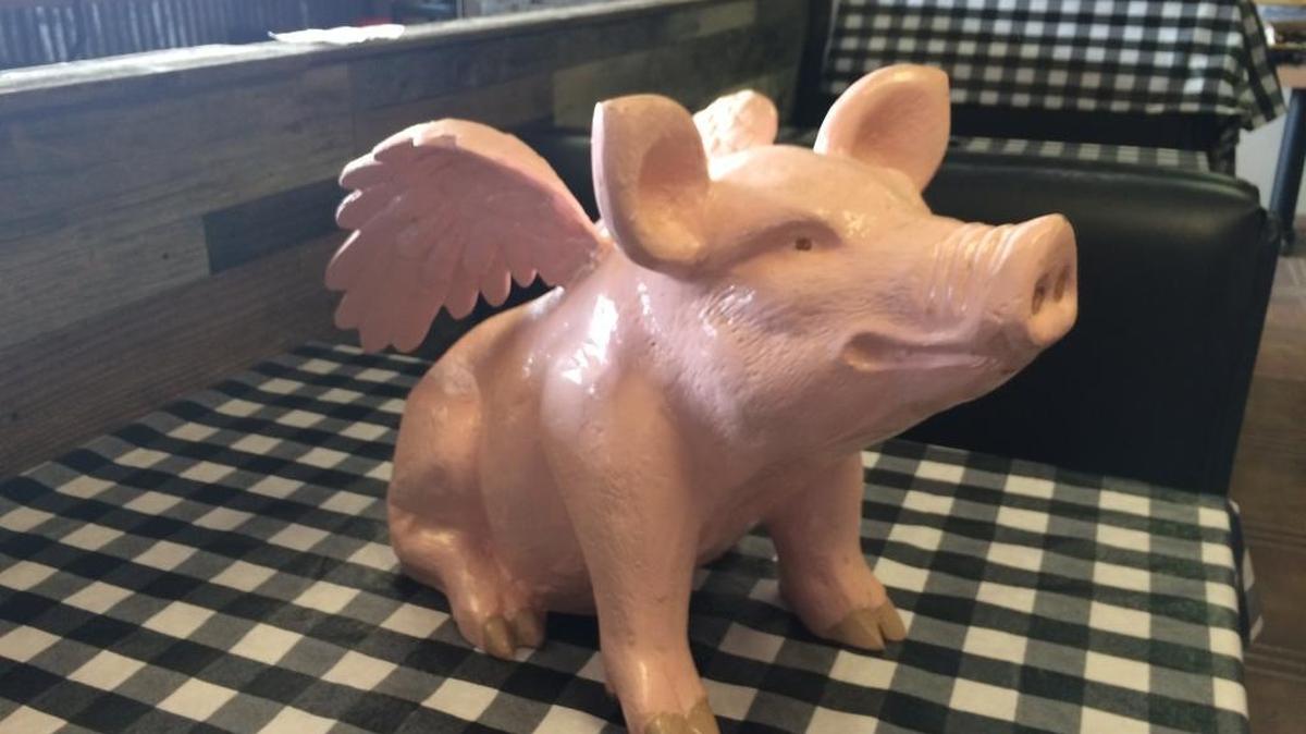 
A pig with wings is the mascot at newly opened Uncle Buddy’s Smokehouse N Grill on Pollasky.
