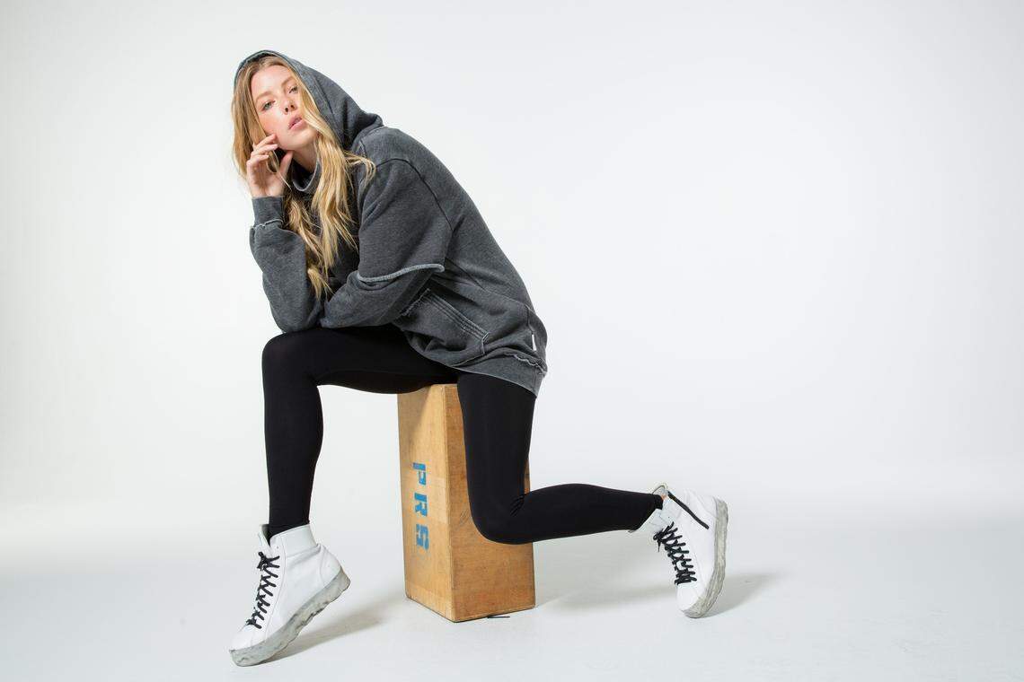 Sweatshirts like this one are for sale at The Laundry Room pop-up shop in Fig Garden Village.