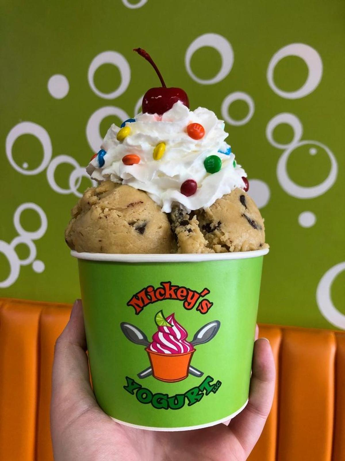 Mickey’s Yogurt is selling raw cookie dough that’s safe to eat.