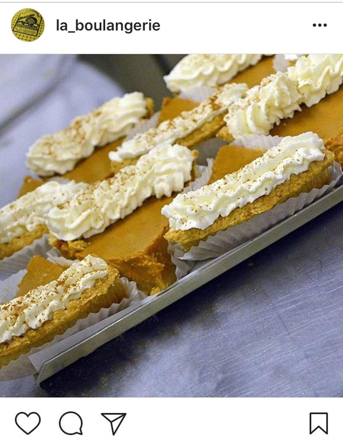 La Boulangerie de France will sell hundreds and hundreds of pumpkin pies for Thanksgiving.