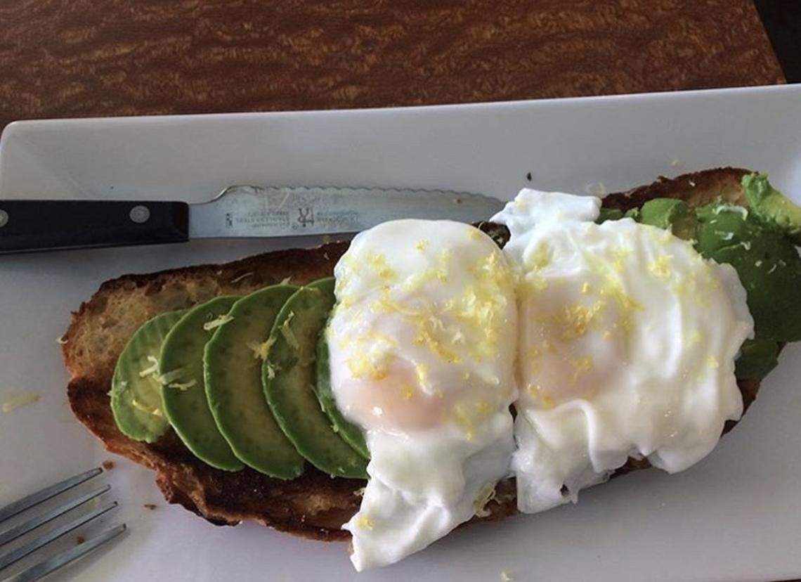 The Patio Cafe in Fig Garden Village. sells avocado toast topped with poached eggs.