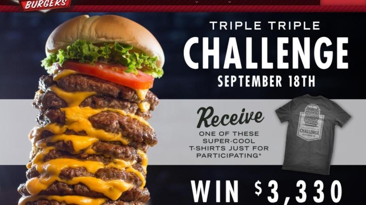Wayback Burgers is hosting a triple triple challenge Monday, Sept. 18.