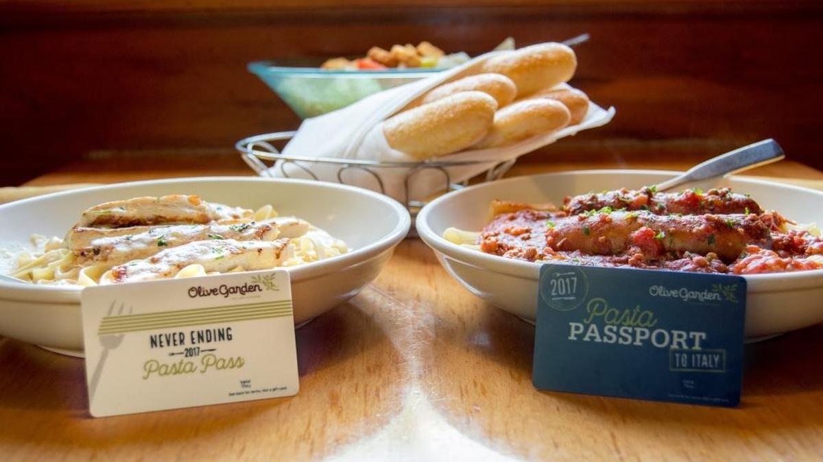 Customers who bought the $100 never-ending pasta pass can get as many dishes like these as they want during eight weeks in fall. The 22,000 passes sold out in one second.