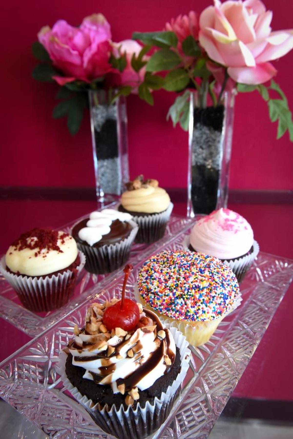 Bright cupcakes to go along with the colorful decor at Smallcakes.