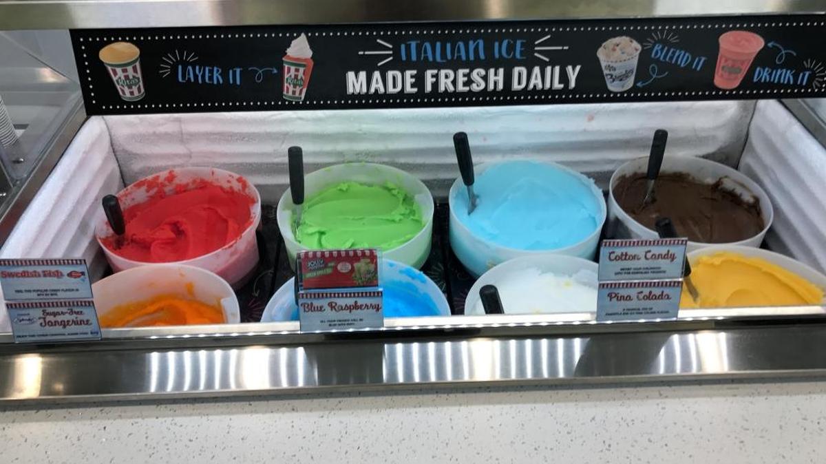 Rita’s of Fresno sells Italian ice in colorful flavors such as Swedish Fish, cotton candy and tangerine.