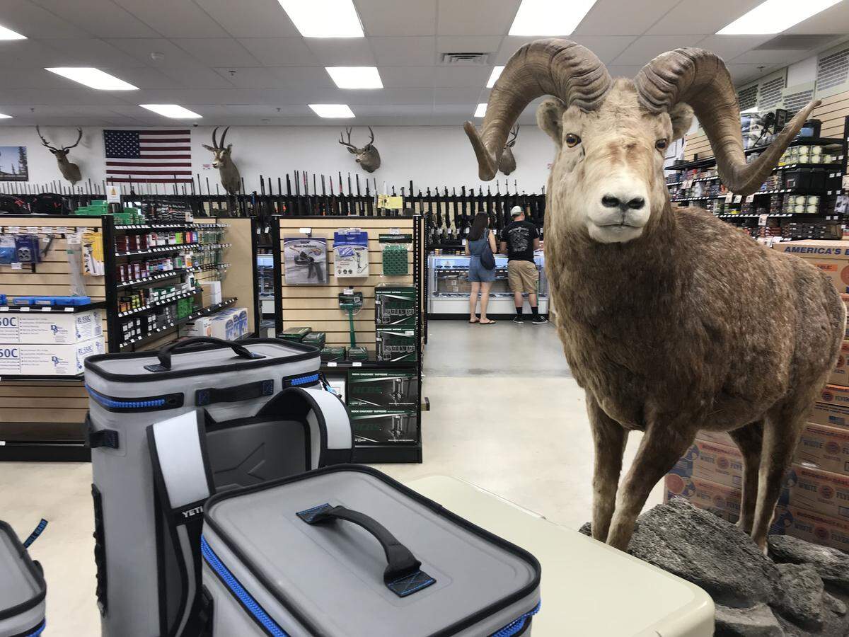 Firearms and other hunting supplies are for sale at Turner’s Outdoorsman.