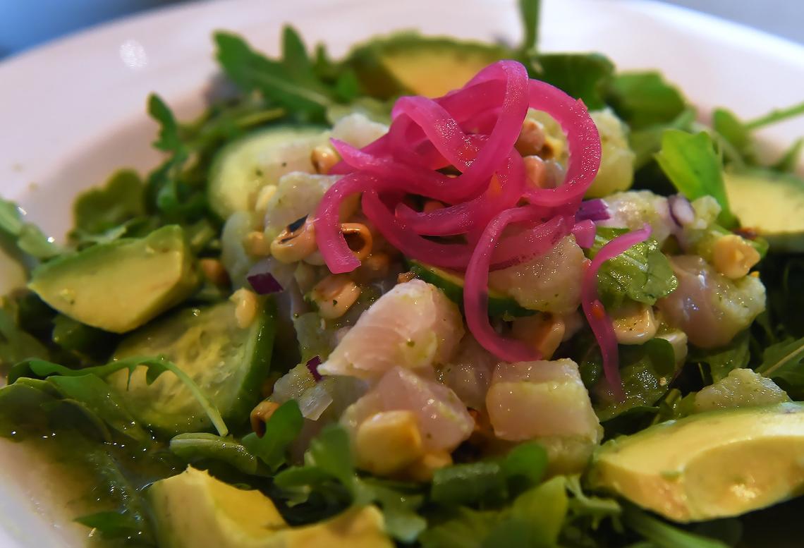 The Green Ceviche, meant to share, at the new Tabinchines Cocina Wednesday, July 11, 2018 in Fresno. The new restaurant located at Palm and Herndon Avenues features flavorful dishes from the various states of Mexico.