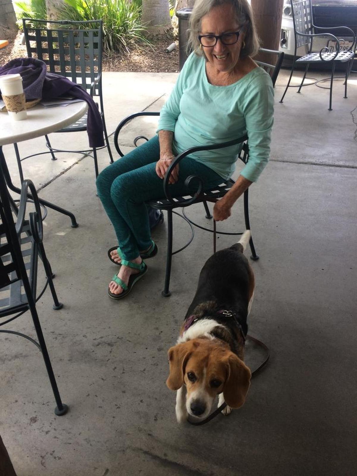 Mimi Mott-Smith of Fresno and her dog Rosie are regulars at Uncle Harry’s. She says she’s “heart broken” to hear the business is closing at noon Friday.