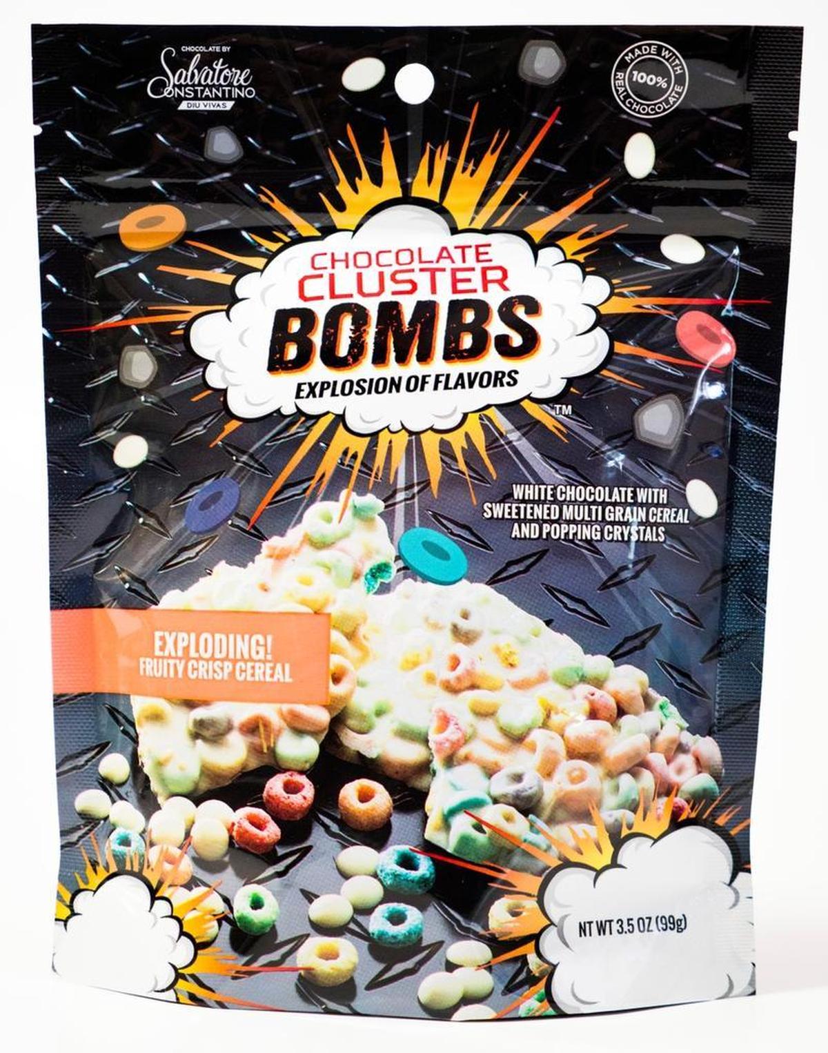 Chocolate Cluster Bombs: Exploding Fruity Crisp Cereal is made by Fresno-based G. Debbas Chocolatier. The candy is sold in FYE music stores, including the one in Clovis on Shaw Avenue, and Abigail’s Candy Shop at Sierra Vista Mall.