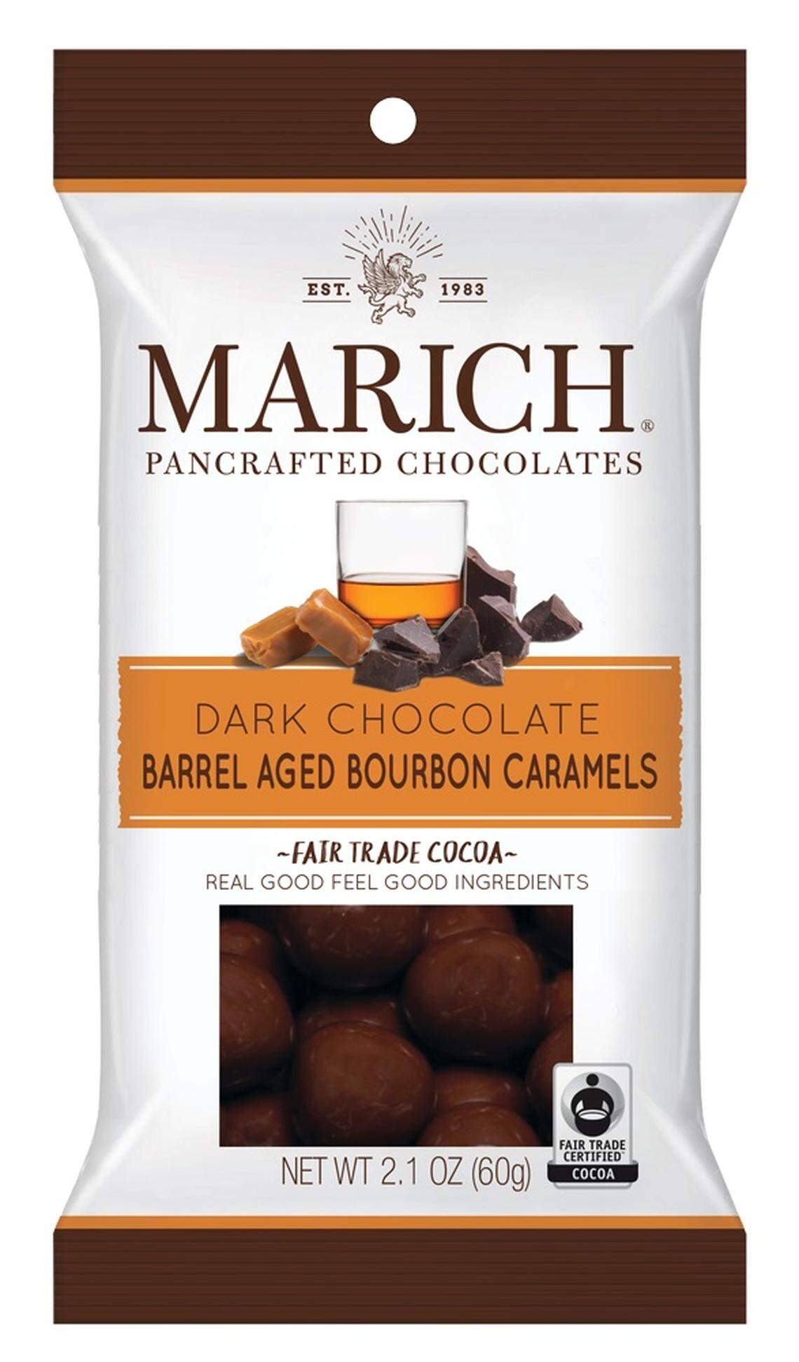 The barrel-aged bourbon caramels from Marich Pancrafted Chocolates are competing for the Fresno Food Expo’s Consumer Choice Awards.