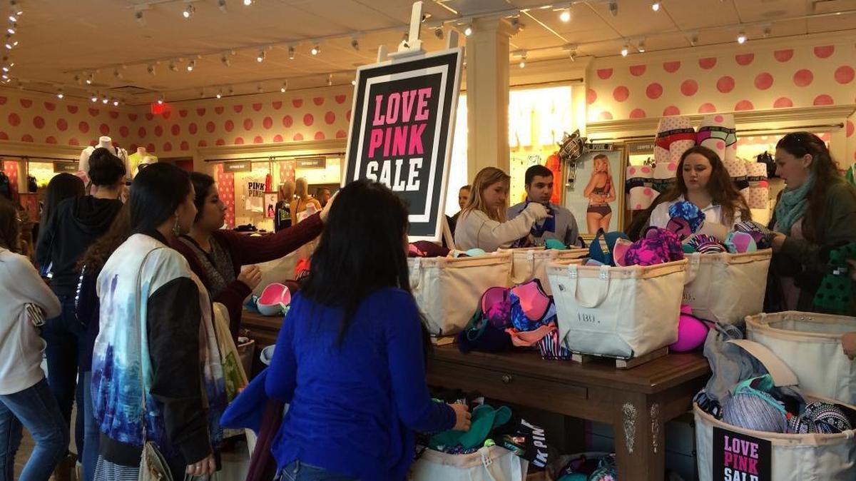 The newly remodeled Victoria’s Secret PINK section is popular with post-Christmas shoppers on Tuesday, Dec. 29. The line is geared toward younger customers.