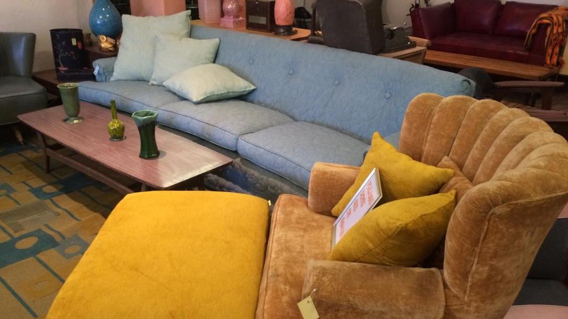 Mid-Century Modern furniture, decor and dishes are growing in popularity. Several sofas in this style are for sale at newly opened Vonrad Vintage Antiques. The store is at 312 E. Olive Ave. near Palm Avenue in the Tower District.