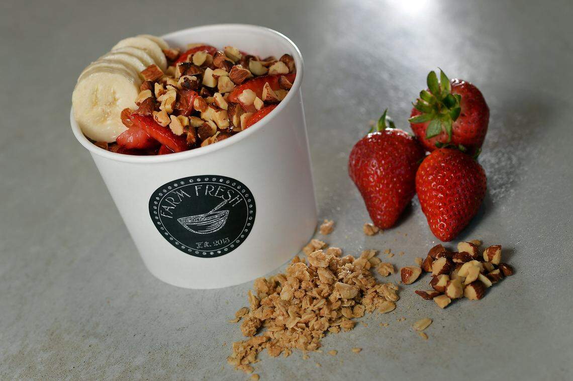The Berry Acai Bowl at Farm Fresh Bowls at Campus Pointe on Monday, September 26, 2016, in Fresno. The restaurant’s owners specialize in promoting a healthier lifestyle by using local, farm fresh ingredients.
