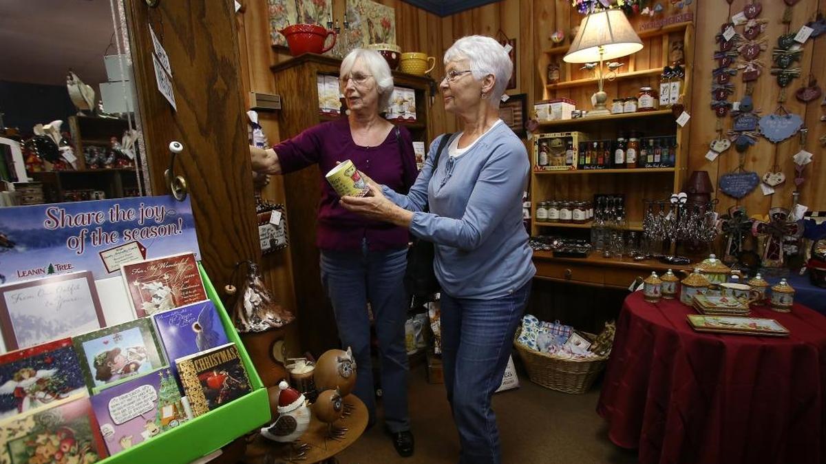 Retailers in Old Town Clovis won’t be charging customers sales tax Saturday. Here, Jeanette Skypeck, left, from Clovis, shops with Hilda Taatjes who was visiting from Lynden, Washington at Frost Oak Creek Creations to avoid the Black Friday weekend crowds Saturday, Nov. 30, 2013. Skypeck brought Taatjes to downtown Clovis to experience the quaint atmosphere and unique shopping experience of the hometown stores and to support local businesses.