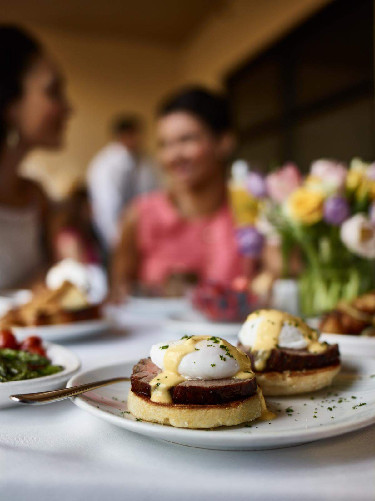 Eggs Benedict are on the menu at Fleming’s Prime Steakhouse on Easter Sunday.