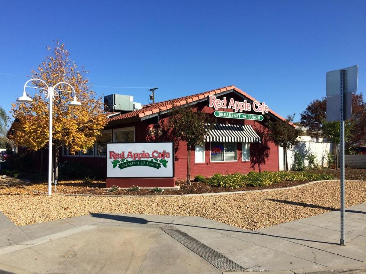 The Red Apple Cafe serves breakfast and lunch.