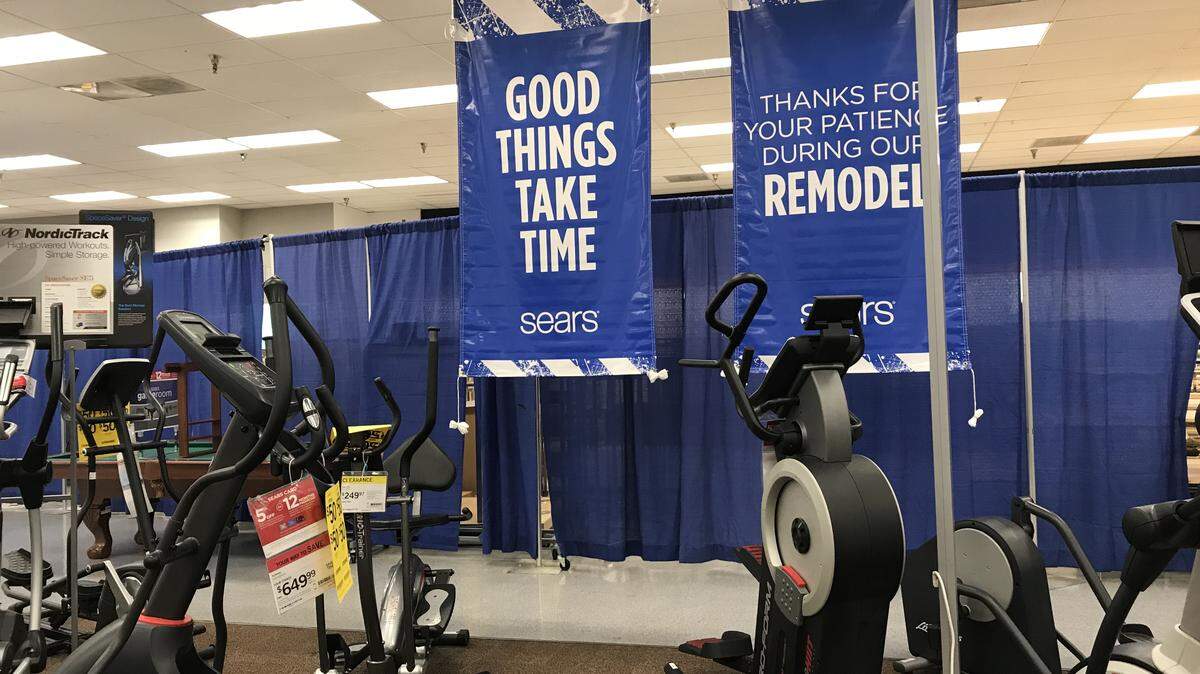 Work is happening inside the Sears store at Manchester Center, but the retailer is not saying what’s changing. About half the store has been available for lease, according to online listings.