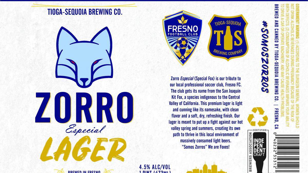 Tioga-Sequoia Brewing Co. is releasing the Zorro Especial lager in partnership with the Fresno Football Club.