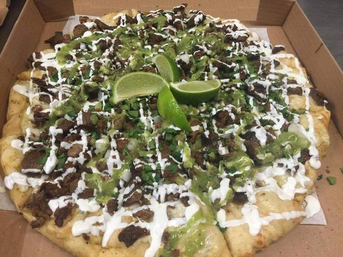 The carne asada pizza is a popular seller at Javence Pizza.