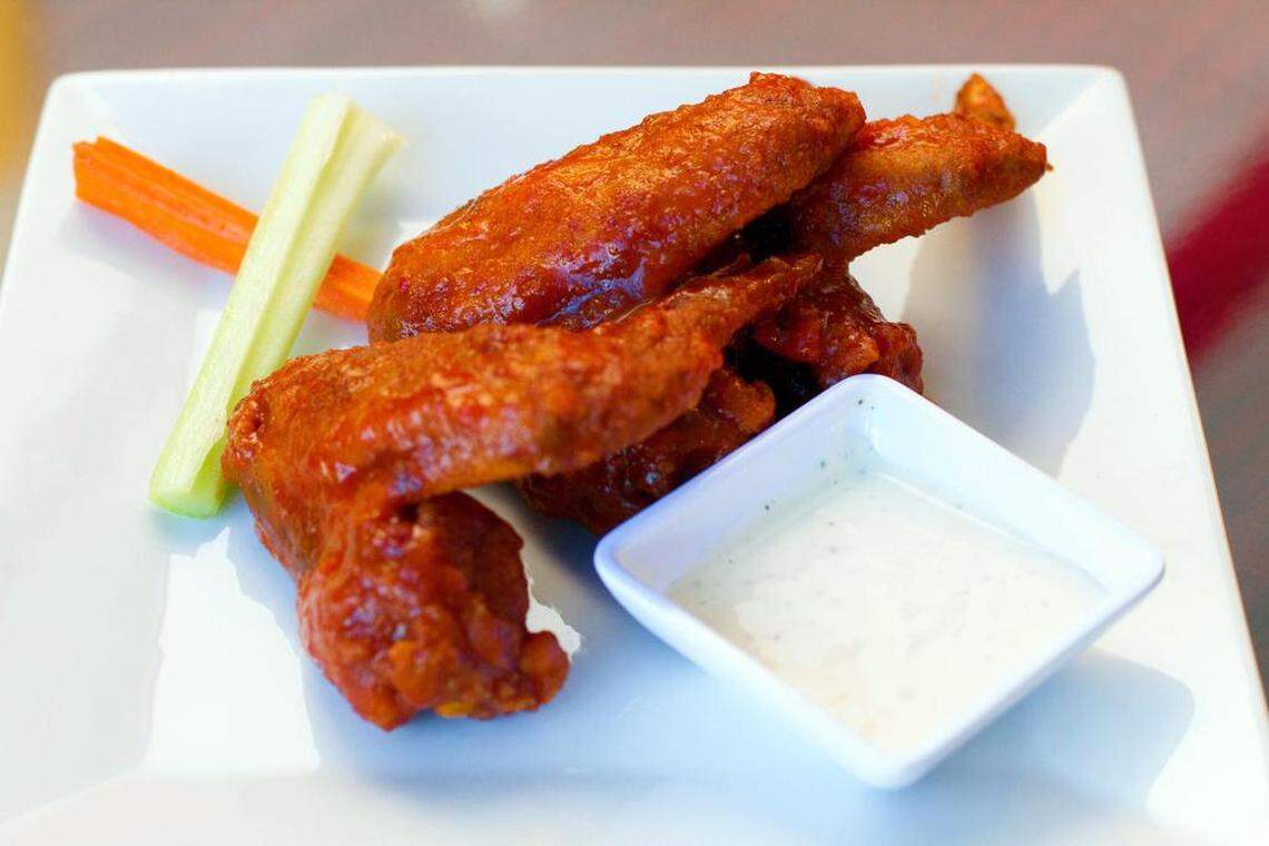 Kocky's Bar & Grill, at 1231 Van Ness Ave., stays open late on weeknights and Saturdays. The restaurant touts its large chicken wings.