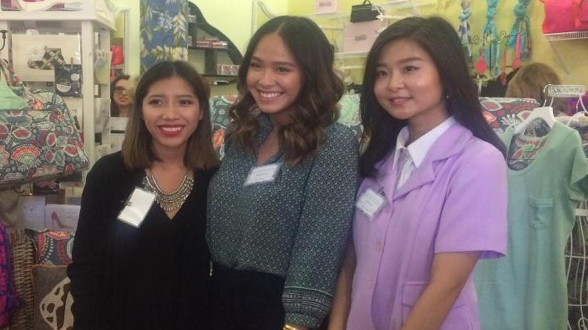 Fresno State fashion merchandising students (from left to right) Odalys Ortiz, Desiree Reyna and Joyce Win won the 2017 student visual merchandising Mother’s Day challenge. The Vera Bradley store in River Park shut down for two days while students spent 72 hours competing to create the best Mother’s Day display.