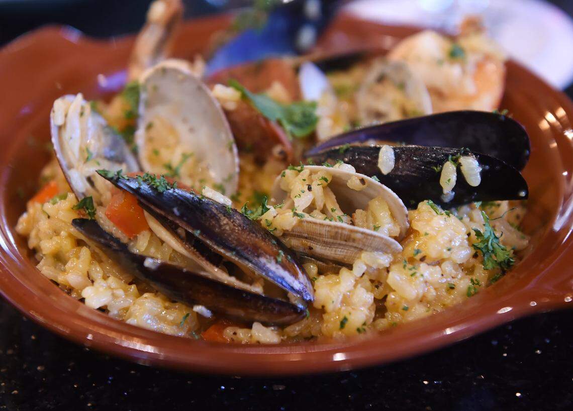 Seafood Paella, a dish offered at Mochuelo, a restaurant that has opened in the Piccadilly Inn on West Shaw in Fresno. Photographed Wednesday, Jan. 23, 2019 in Fresno.