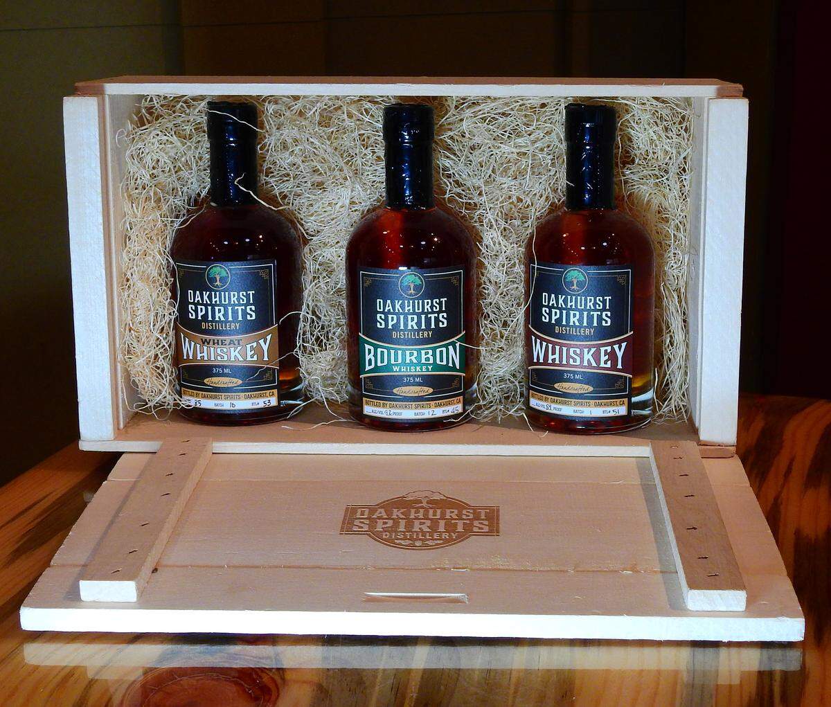 Oakhurst Spirits sells gift boxes of its locally made liquor, including whiskey, rum, vodka and more.