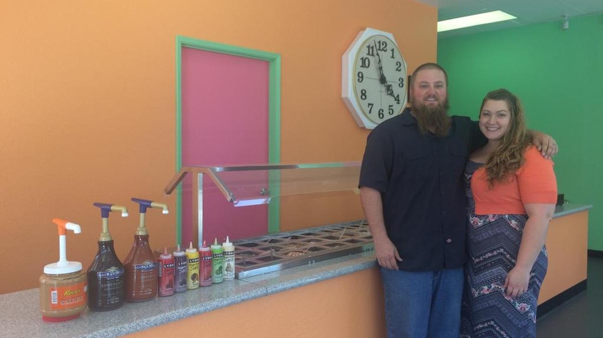 Colby and Sarah Carmicheal opened Peachy King, a new frozen yogurt shop at Peach Avenue and Kings Canyon Road.