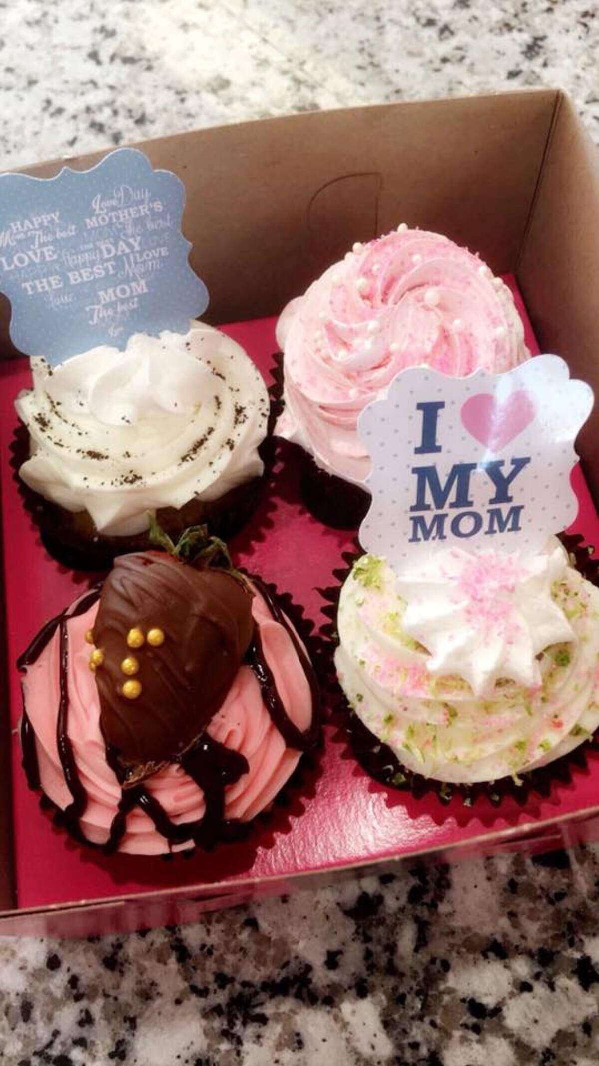 Smallcakes is taking orders for this box of "boozy" Mother's Day cupcakes with flavors like pink Champagne for $18.99.