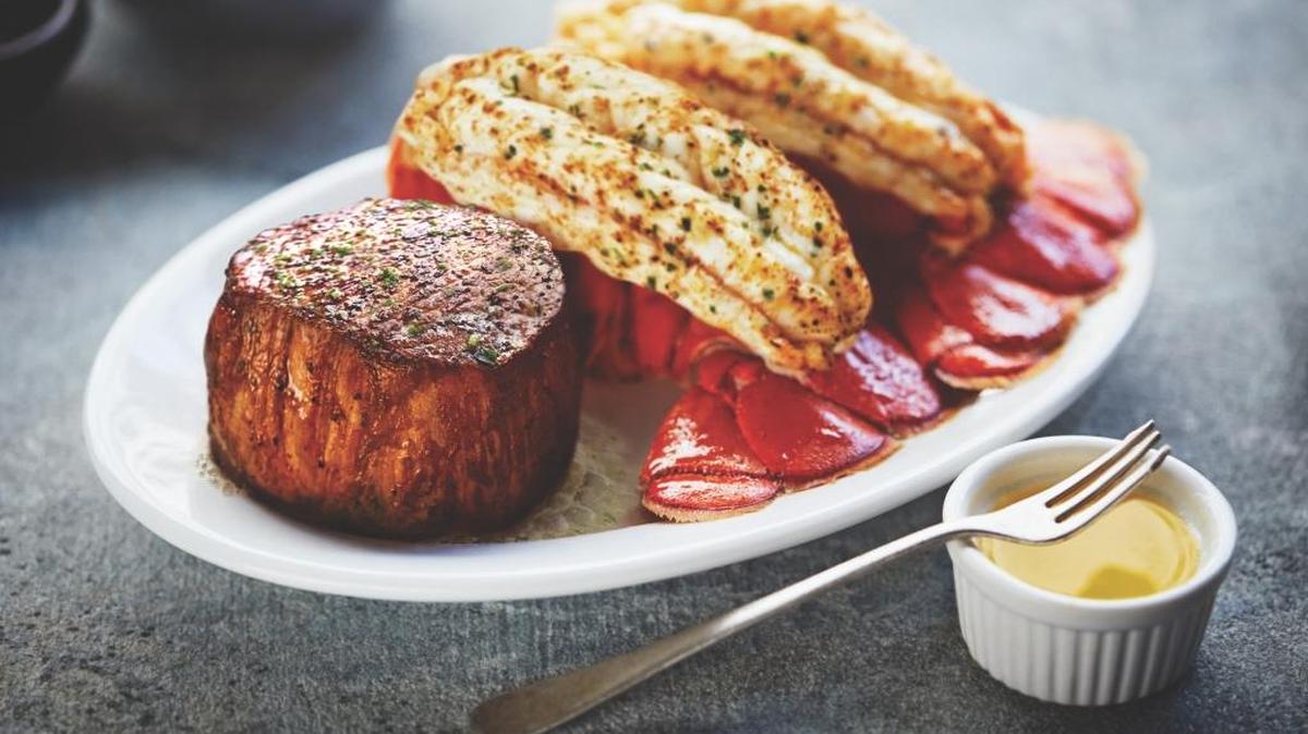 Ruth’s Chris Steak House served this surf-and-turf dish last Christmas. The restaurant will once again be open on Christmas Day serving its regular menu.
