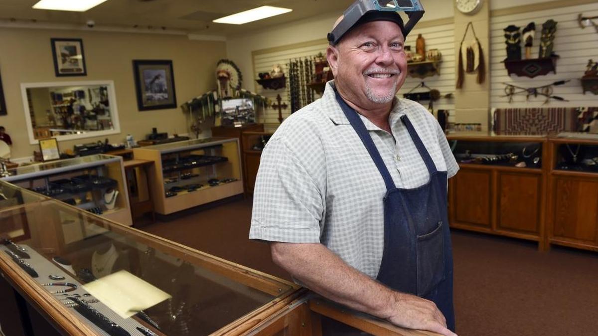 Bryan Taylor, owner of Taylor’s American Indian Shop, at the new location at North Fresno Street and East Alluvial Avenue.